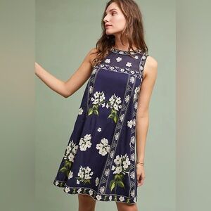 Anthropologie Maeve Rosa Blue Embroidered Swing Dress - size 0 sold out!